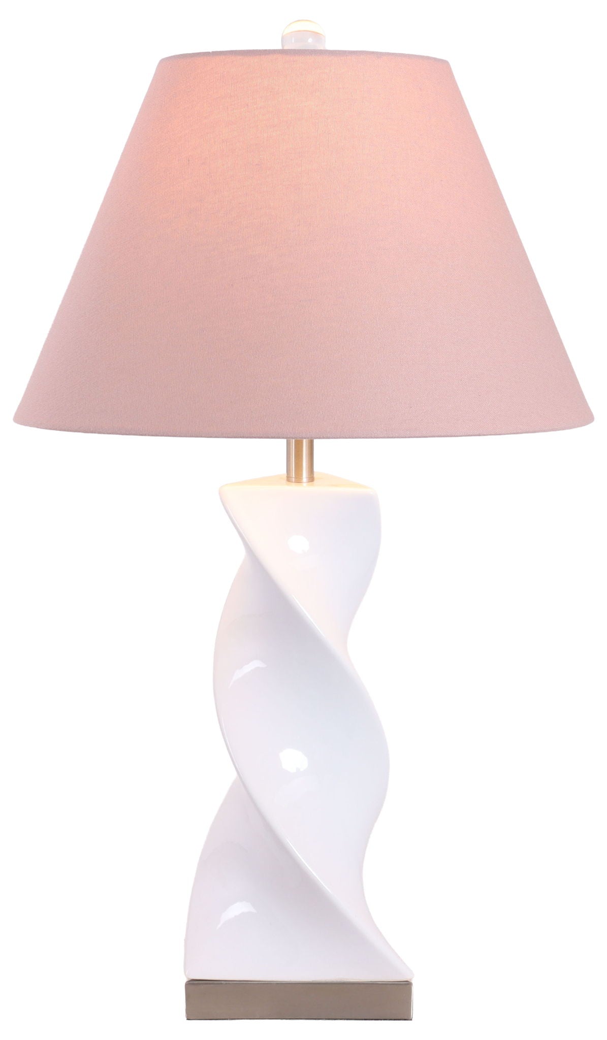 Blush Pirouette - 26 X 15 - Ceramic Table Lamp (Set of 2) - Glossy White