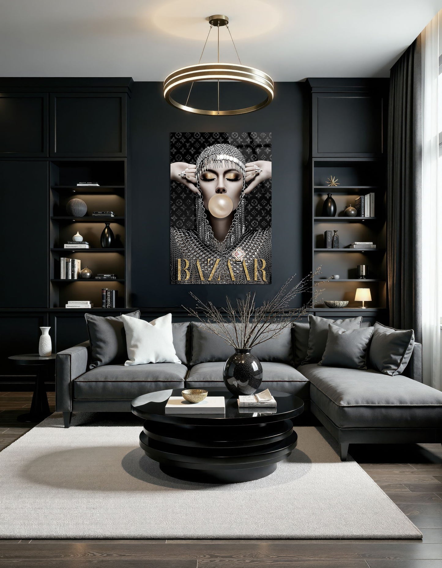 "Glamour Reverie" Tempered Glass With Foil - Metallic