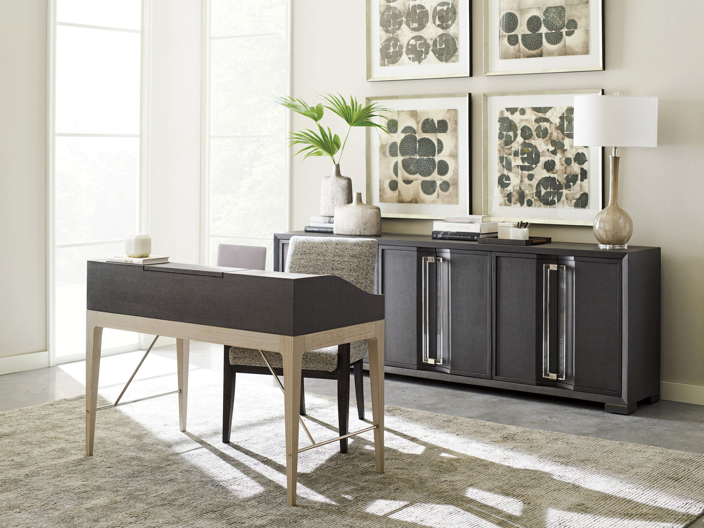 Studio Designs - Anthology Linen Writing Desk - Dark Gray / White