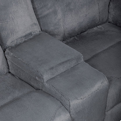 Teddy - RAF Console Loveseat With Power Headrest & Footrest - Gray