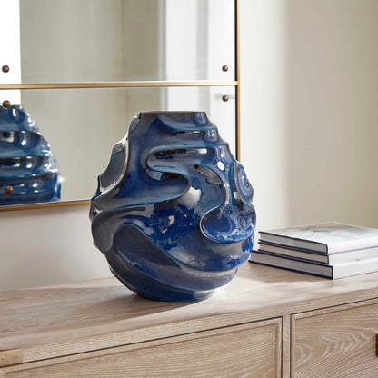 Helix Swirl - Outdoor Vase - Blue