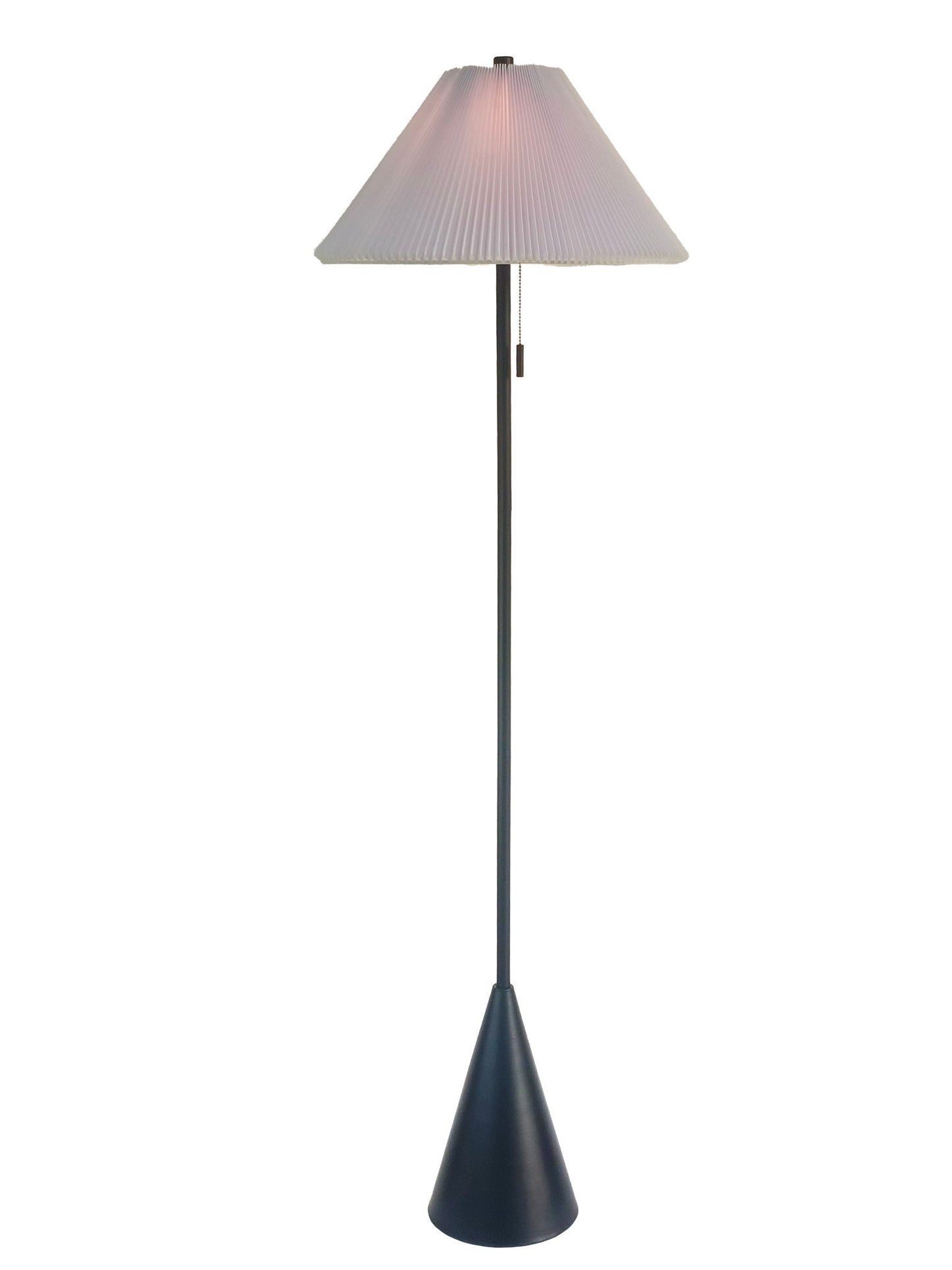 Conical Oasis Metal Floor Lamp - Matte Black / White
