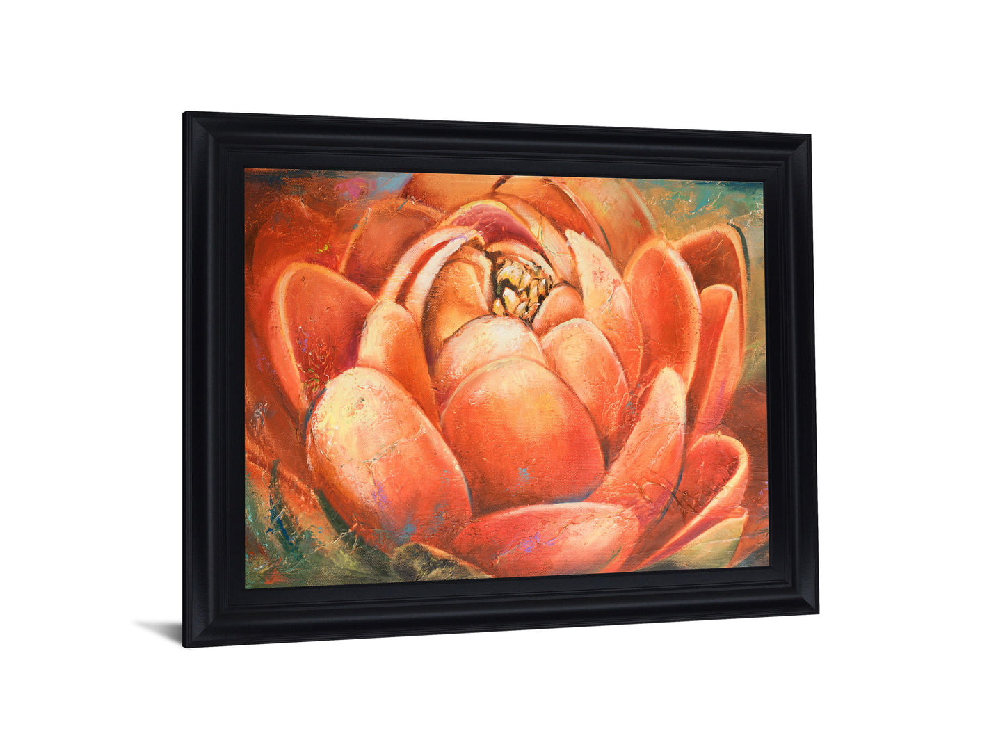 Saffron Petal Radiance - 28" x 34" Framed Wall Art - Orange