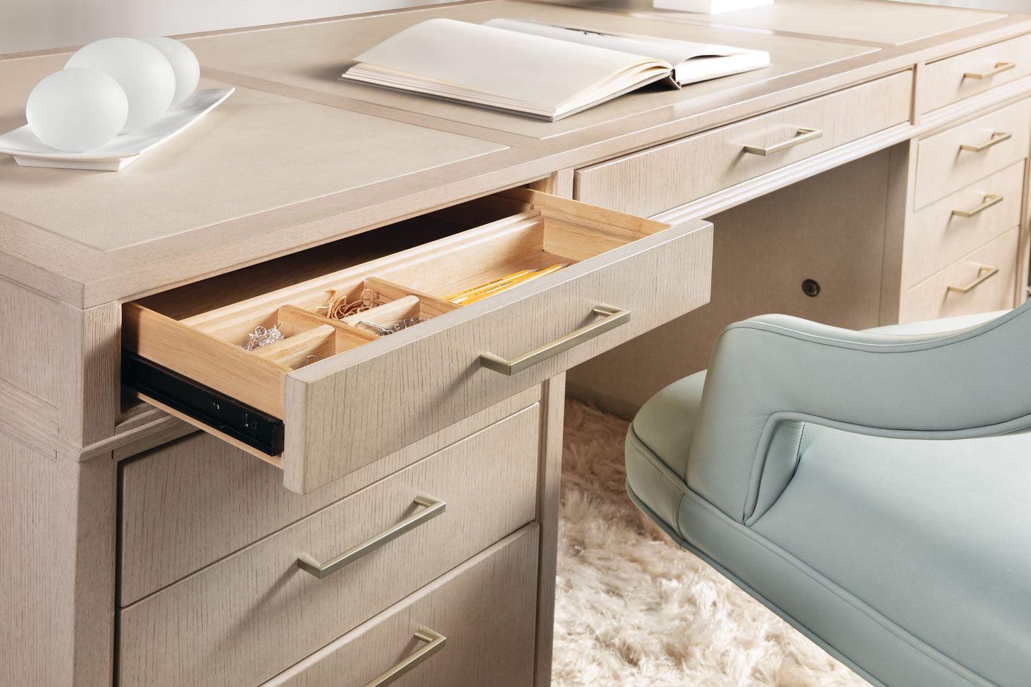 Marlowe - Executive Desk - Polished Limestone