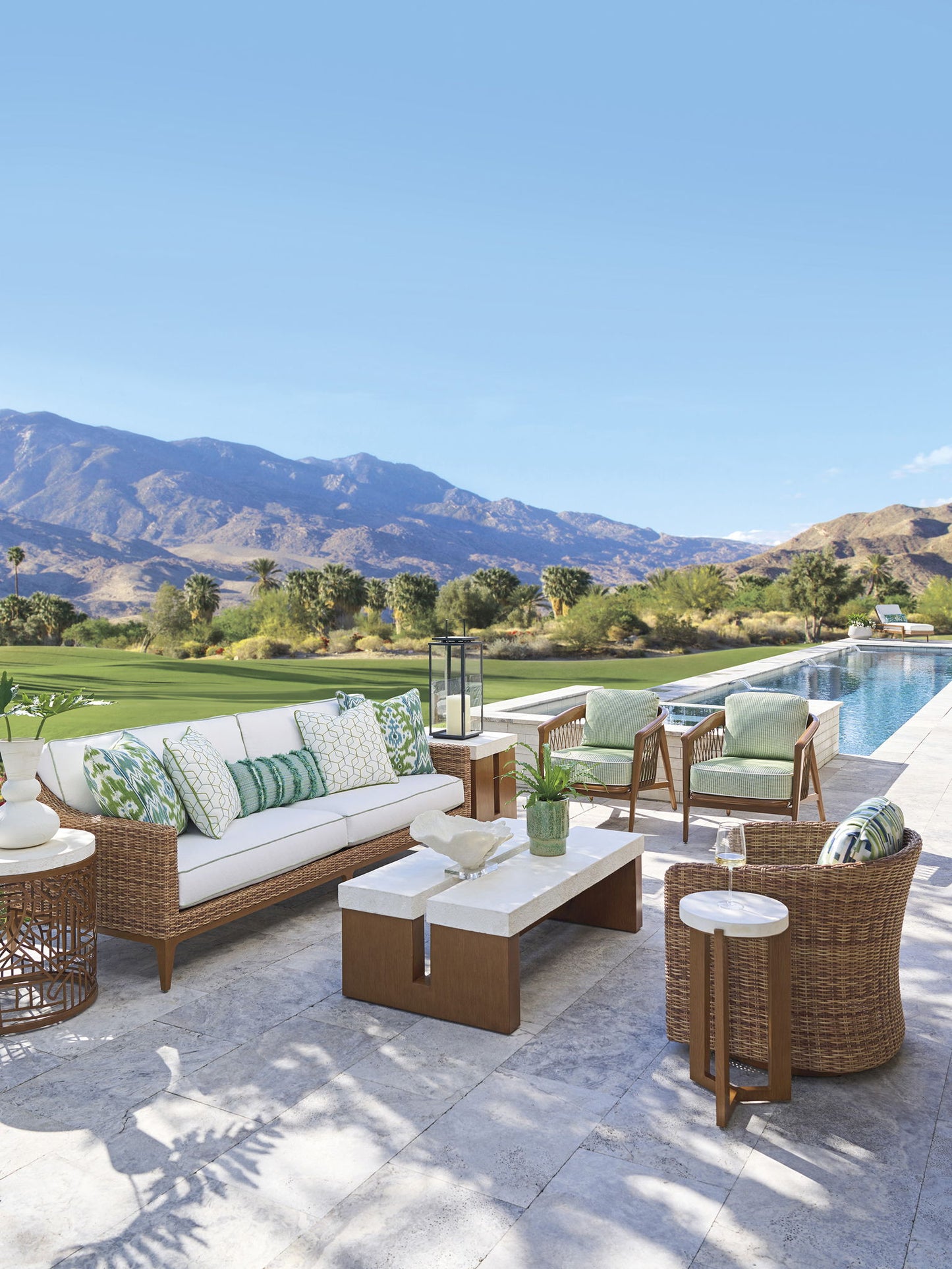 Palm Desert Poolside - Accent Table - Dark Brown / White