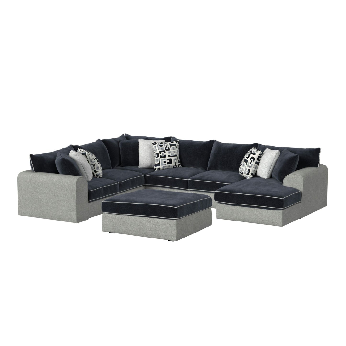 Klein - LHF Armless Return Sofa With 3 Pillows - Bentley Ash / Zaftig Ebony