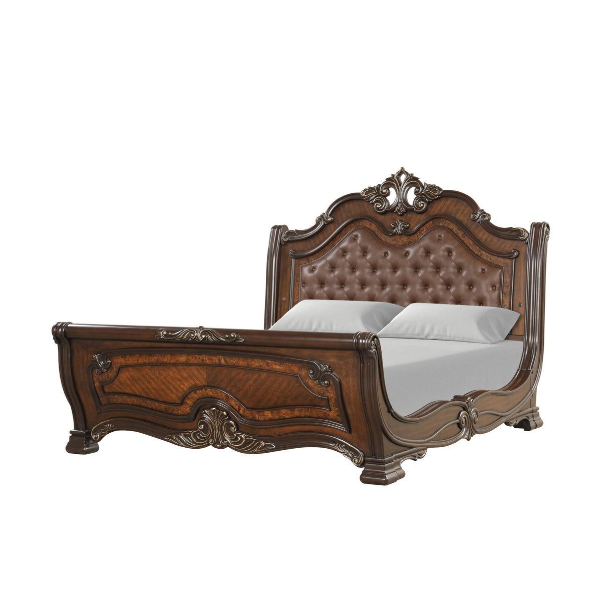 Bella Notte - 6''6" King Sleigh Footboard & Slats - Mahogany Brown