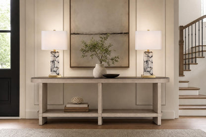 "Alabaster Mosaic" Alabaster Table Lamp (Set of 2) - Alabaster / Soft Gold