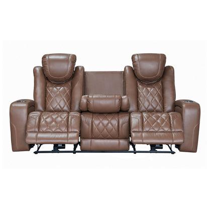 Dorian - Reclining Leather Sofa With Power Headrest And Footrest - Brown