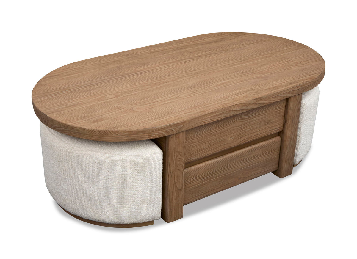 Hayden - Lift Top Storage Cocktail Table With Casters And Two Upholstered Stools - Golden Oat