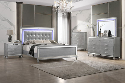 Valentino - 5/0 Queen Lighted Headboard - Silver