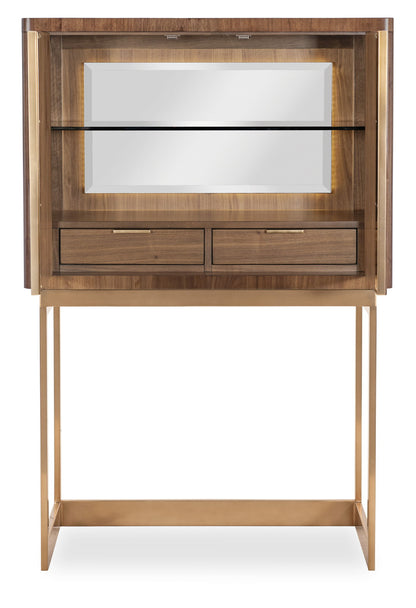 Eleana - Bar On Stand - Medium Wood / Gold