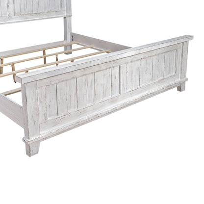 River Place - Queen Panel Footboard - Riverstone White & Tobacco