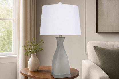 "Sage Elegance" Art Glass Table Lamp (Set of 2) - Frosted Sage Green / Frosted Crystal