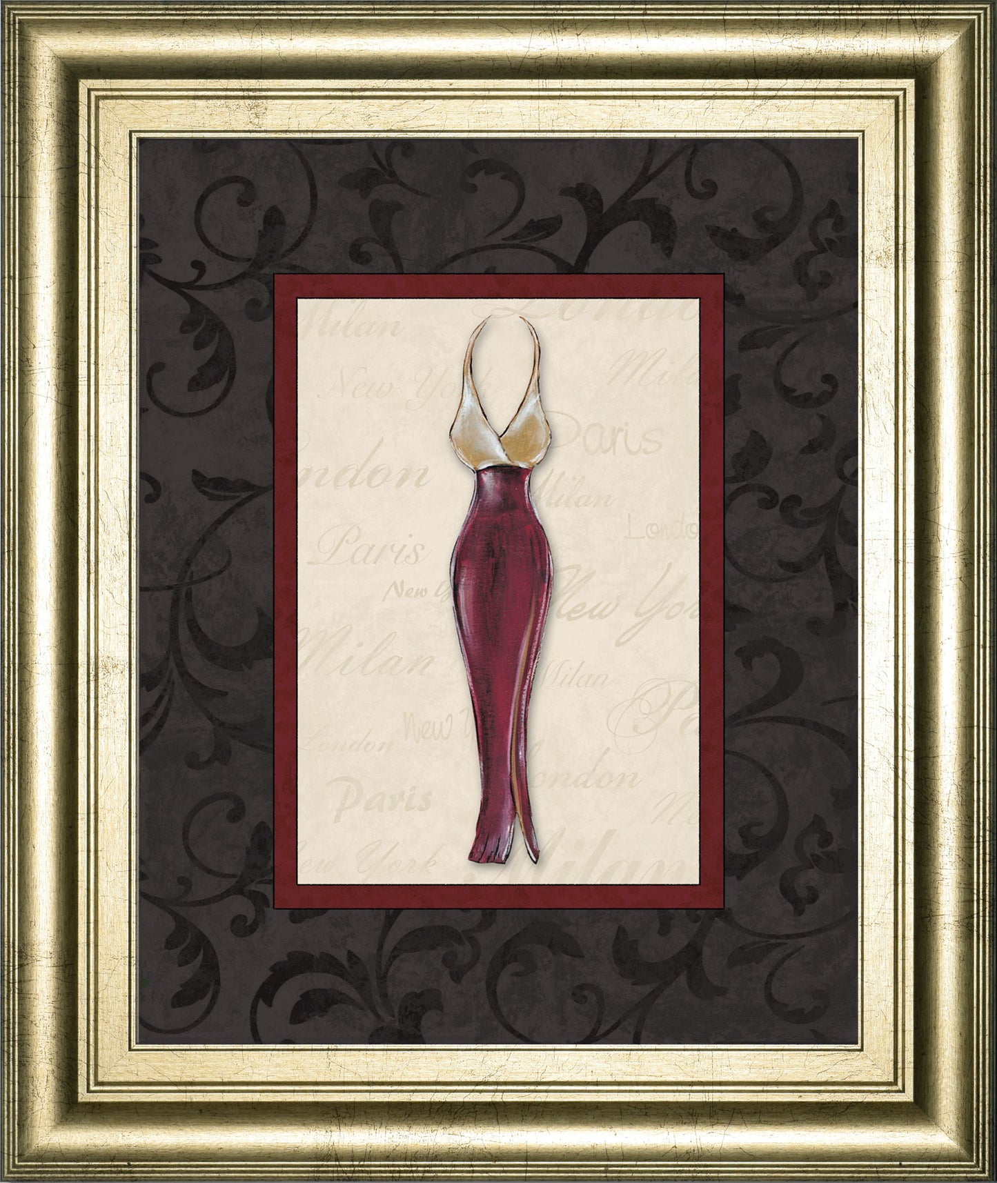 Fashion Dress Il By Susan Osbourne Framed Print Wall Art - Dark Gray