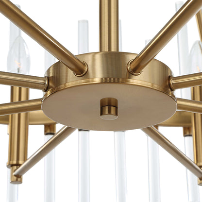 Crystal - Stick 8 Light Chandelier - Brass