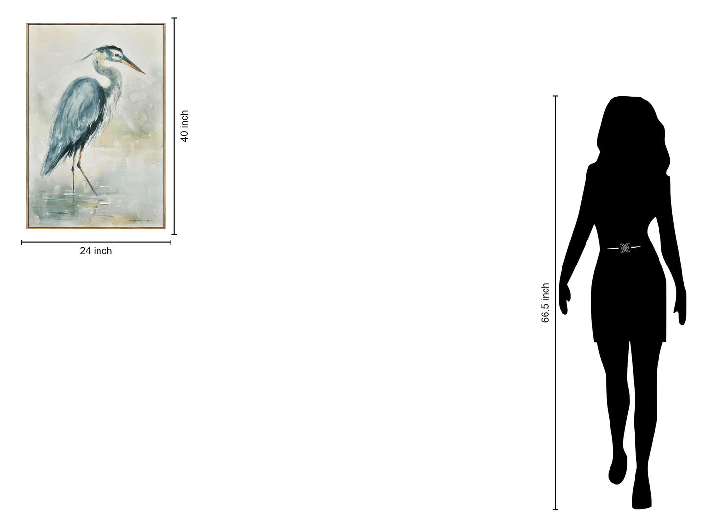 Azure Wading Grace - 39" x 24" Framed Wall Art - Beige