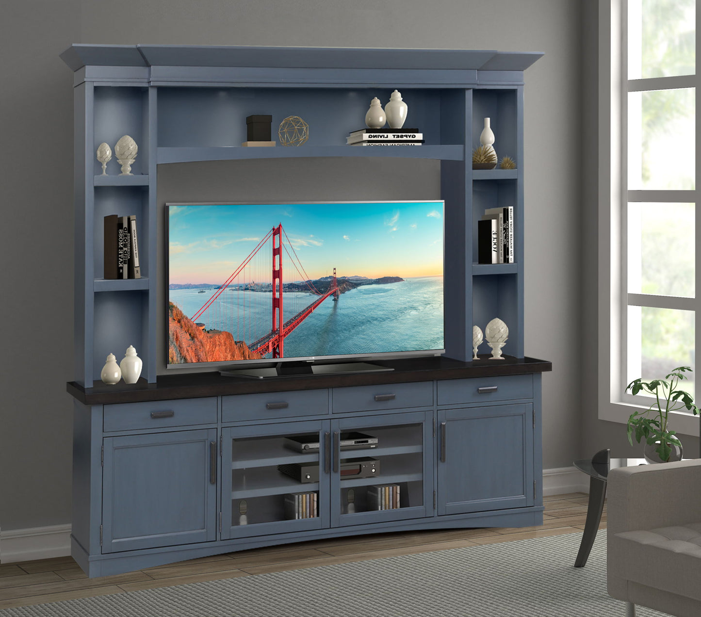 Americana Modern - Hutch Bridge With LED Light - Denim