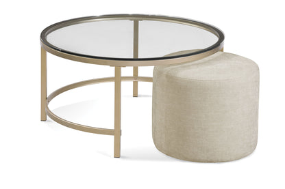 Anderson - Round Cocktail Table With Ottoman - Antique Gold