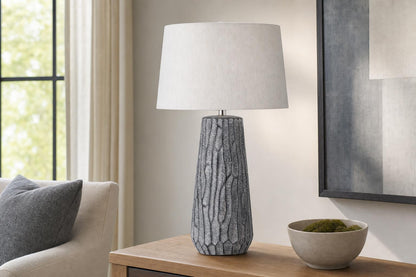 "Textured Elegance" Ceramic Table Lamp (Set of 2) - Gray