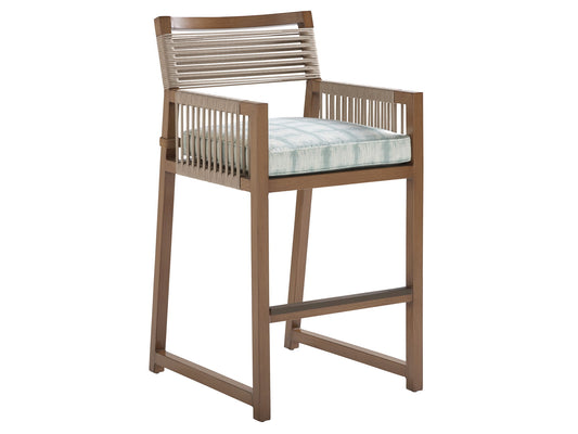 St Tropez - Bar Stool - Dark Brown / Light Blue