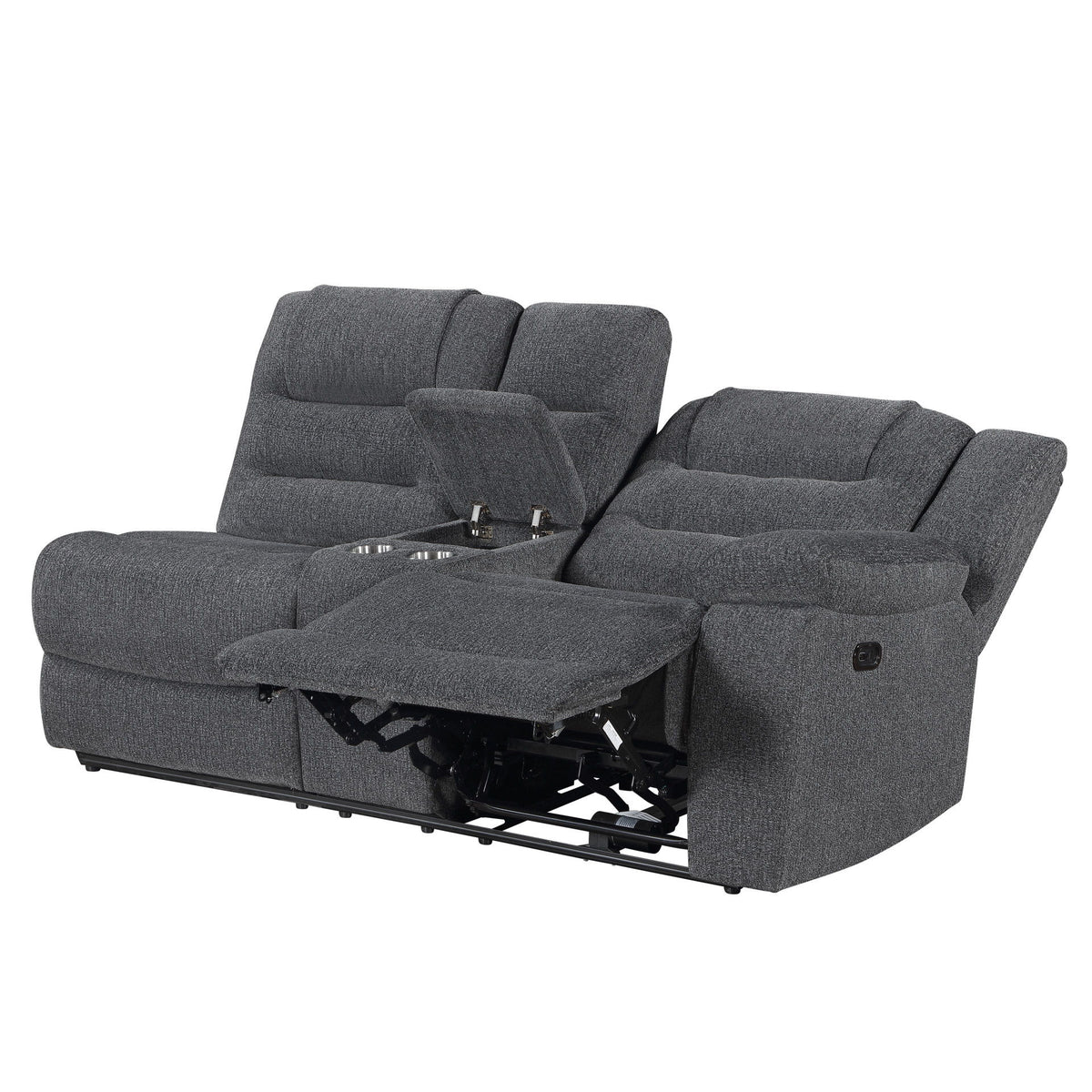 Redondo - RAF Console Loveseat With 1 Recliner Power - Dark Gray