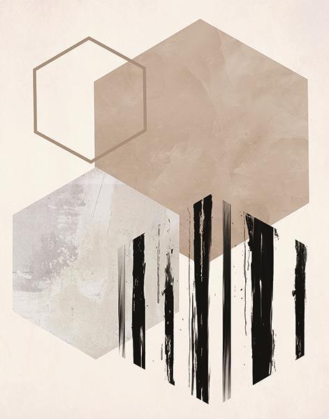 Hexagonal Display I By Daniela Santiago (Framed Small) - Beige