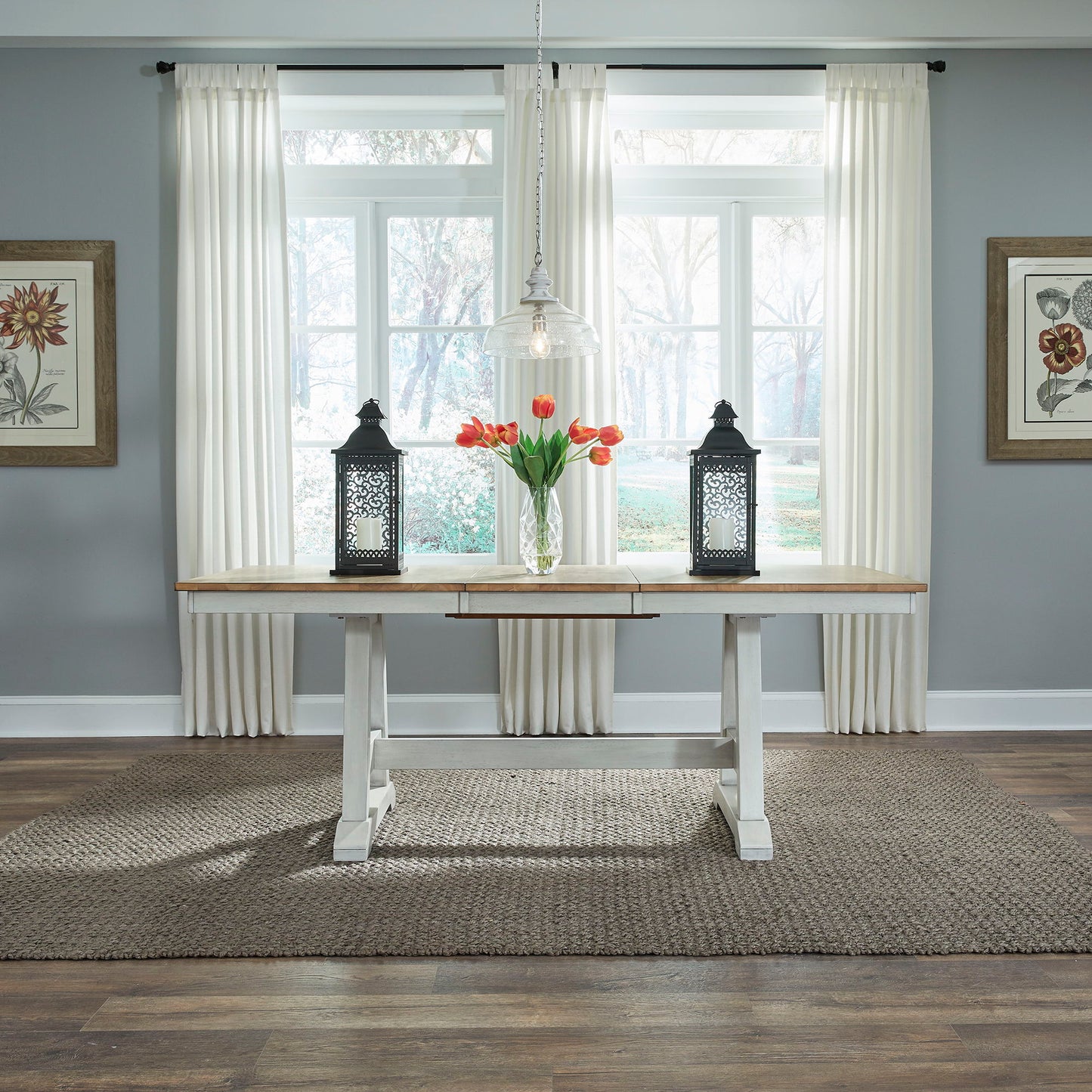 Lindsey Farm - Trestle Table Top - Weathered White & Sandstone