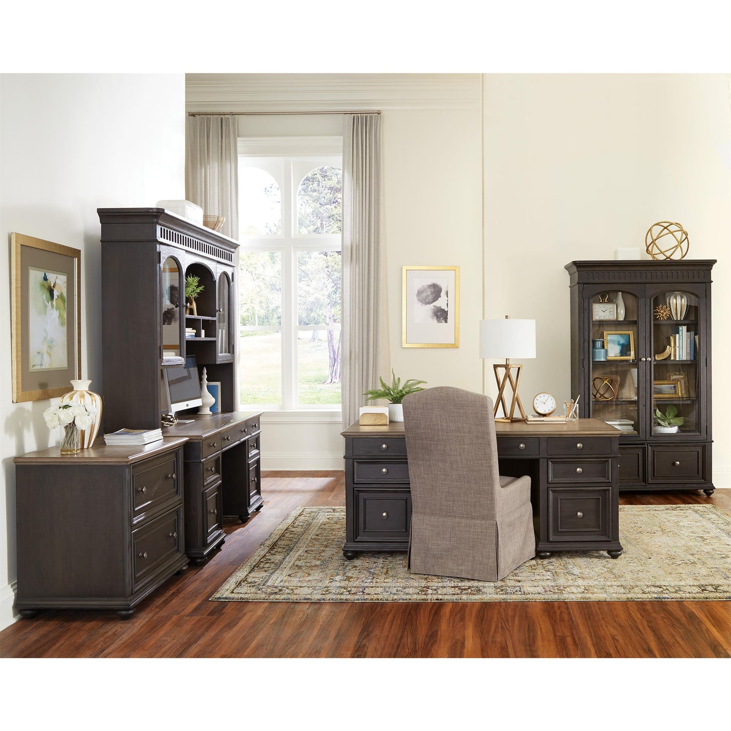 Regency - Credenza Desk - Antique Oak / Matte Black