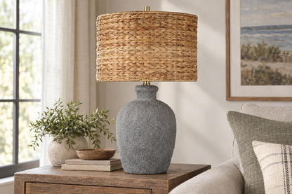 Ashen Grove - 28 X 16 - Ceramic Table Lamp - Weathered Charcoal Stone