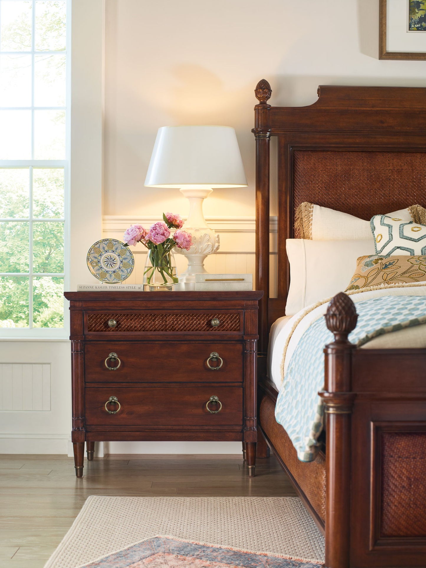 Charleston - Three-Drawer Metal Nightstand - Dark Brown