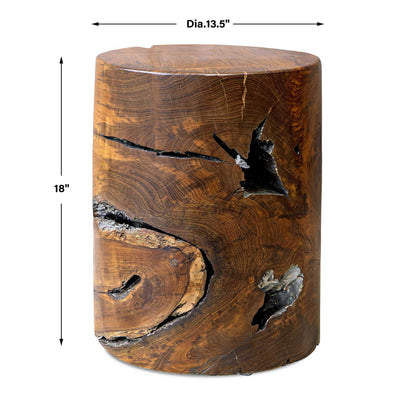 Rafe - Wooden Accent Stool - Silver / Woodtone