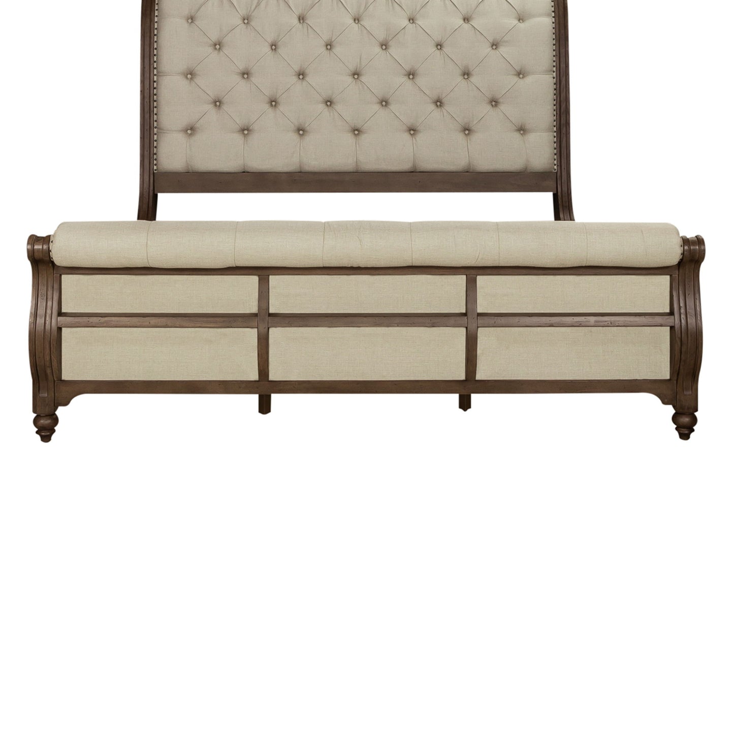 Americana Farmhouse - King Upholstered Sleigh Footboard - Dusty Taupe