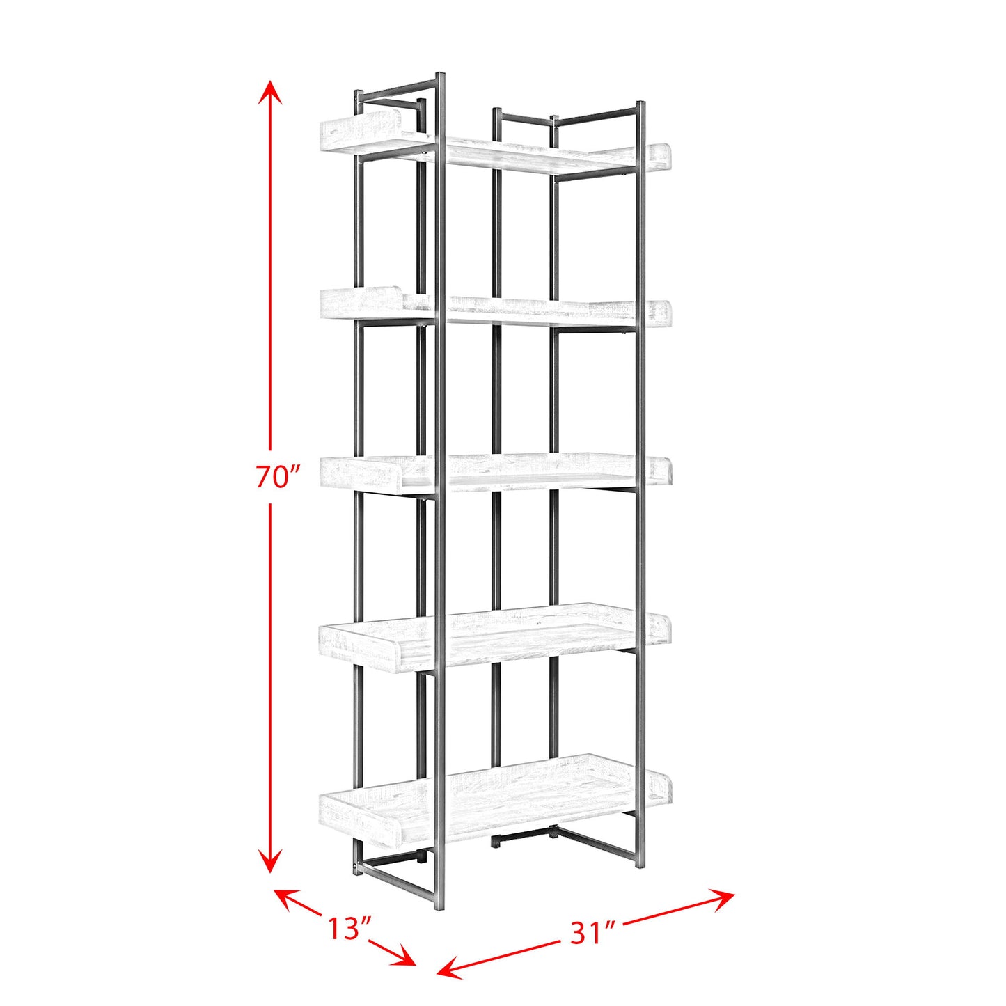 Preston - Bookshelf - Gray