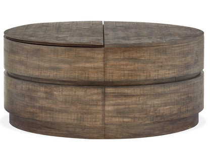 Baisden - Round Lift Top Cocktail Table With Casters - Tobacco
