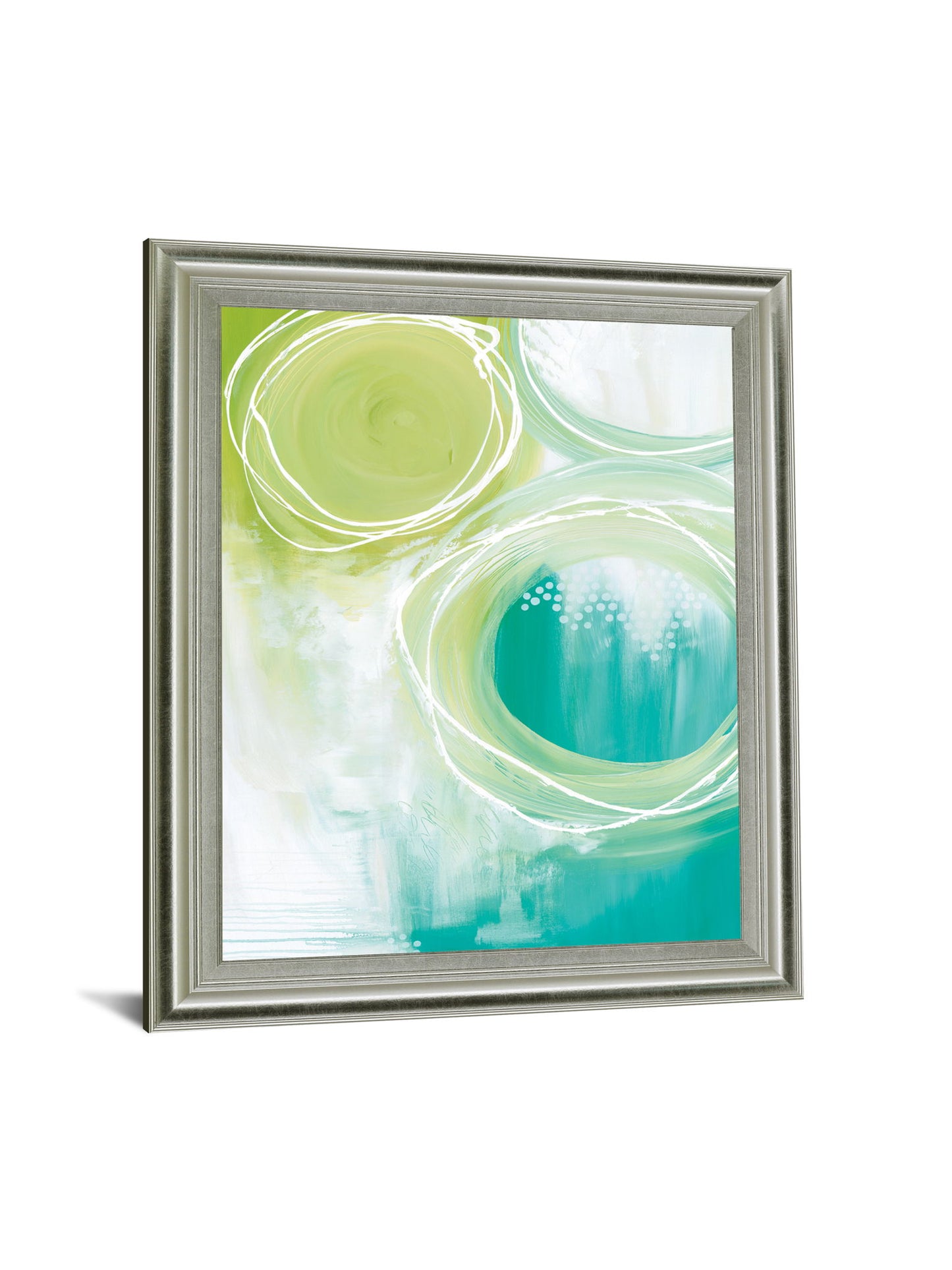 Verdant Orbit - 28" x 34" Framed Wall Art - Light Blue