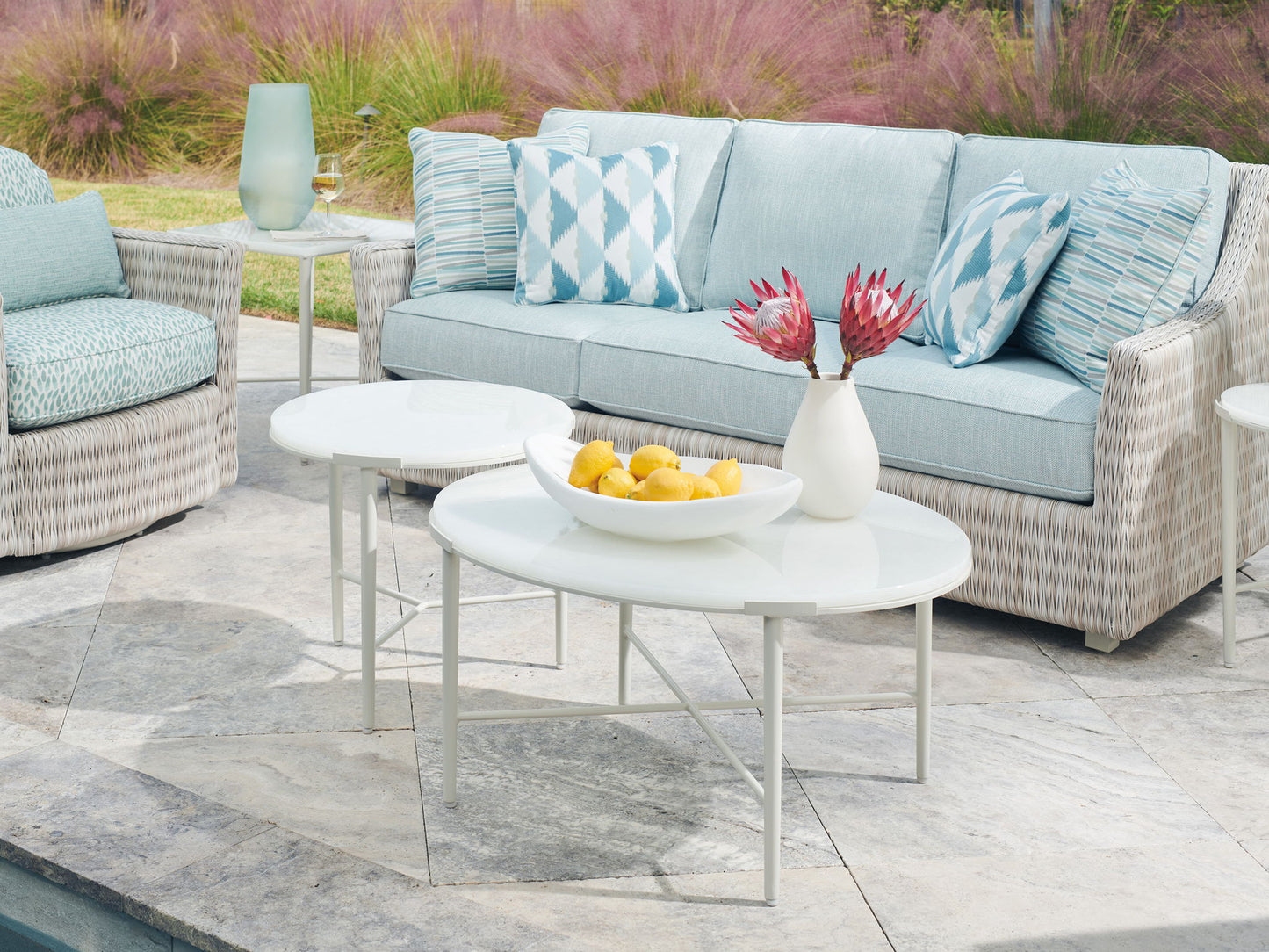 Seabrook - Swivel Lounge Chair - Beige / Blue