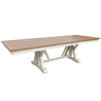 Americana Modern Dining - Extendable Trestle Table With 8 Upholstered Chairs - Cotton