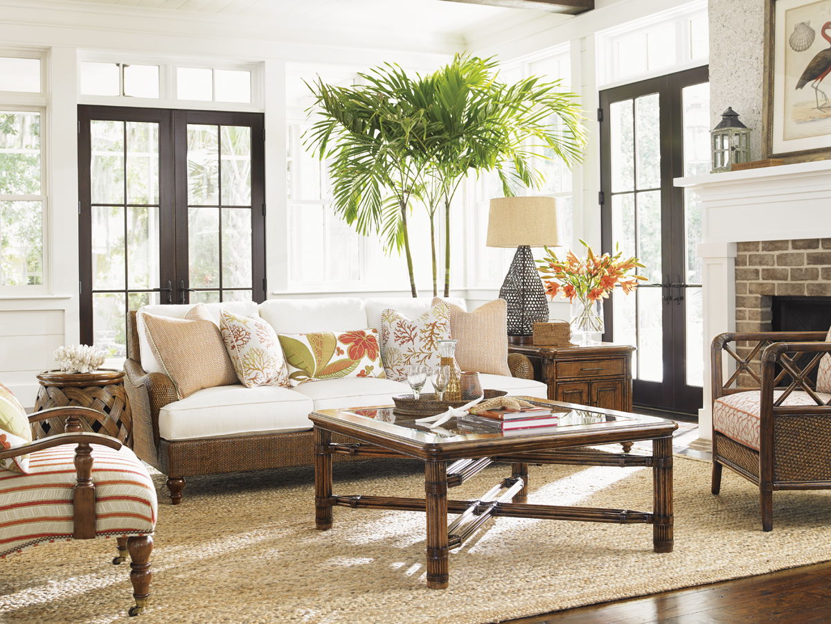 Bali Hai - Harborside Sofa - Dark Brown / White