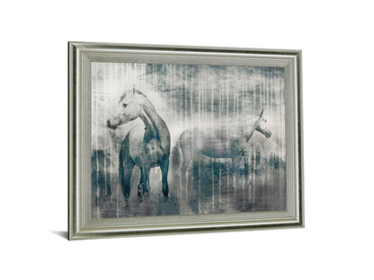 Misty Equines - 28" x 34" Framed Wall Art - Gray