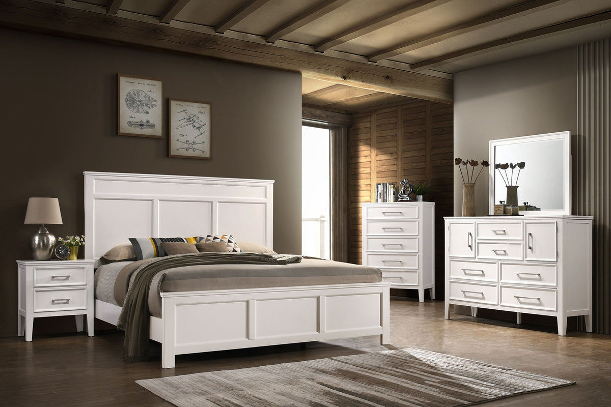 Andover - 4/6 Full Headboard, Footboard & Slats - White