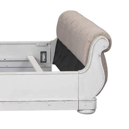 Magnolia Manor - Queen Upholstered Sleigh Footboard - Antique White