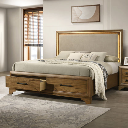 Talcott - Queen Lighted Headboard - Honey