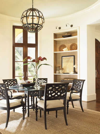 Royal Kahala - Sugar And Lace Dining Table With 60" Glass Top - Dark Brown