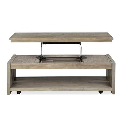Conrad - Rectangular Lift Top Storage Cocktail Table With Casters - Stone Harbor Gray