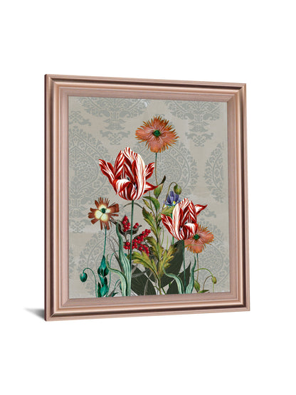 Scarlet Petal Parade - 28" x 34" Framed Wall Art - Gray