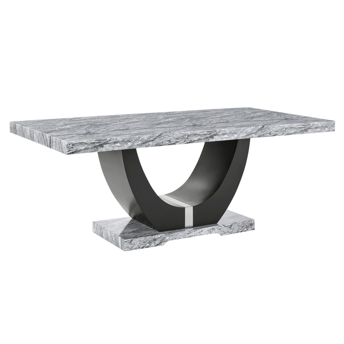 Lyra - Dining Table Top And Base Bottom - Gray Faux Marble
