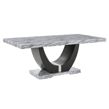 Lyra - Dining Table Top And Base Bottom - Gray Faux Marble