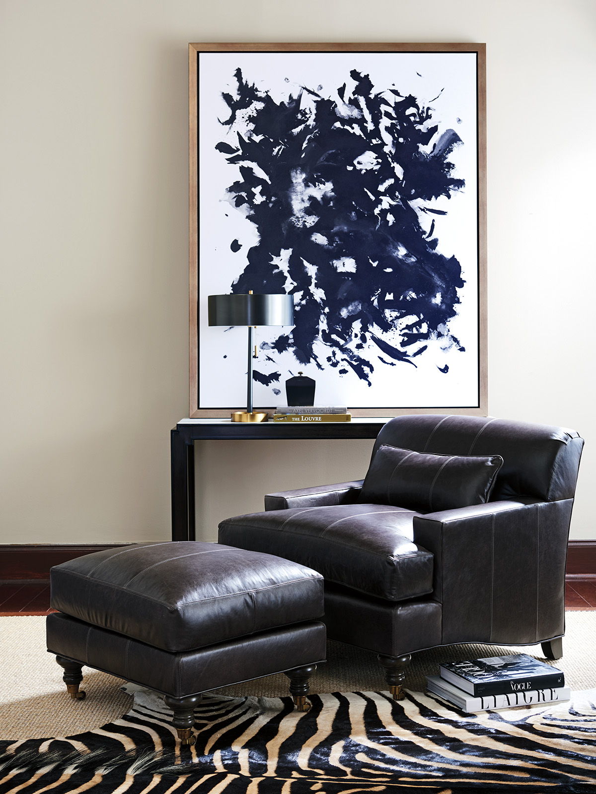 Barclay Butera Upholstery - Oxford Leather Chair - Black