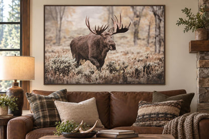 Woodland Monarch - 48 X 32 - Hand-Embellished Canvas In Frame - Brown